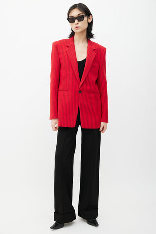 Saint Laurent Red 
Black Wool Striped Blazer