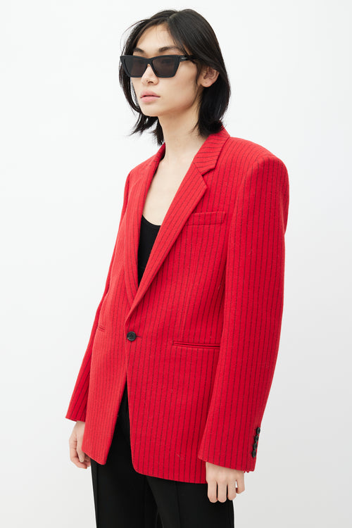 Saint Laurent Red 
Black Wool Striped Blazer