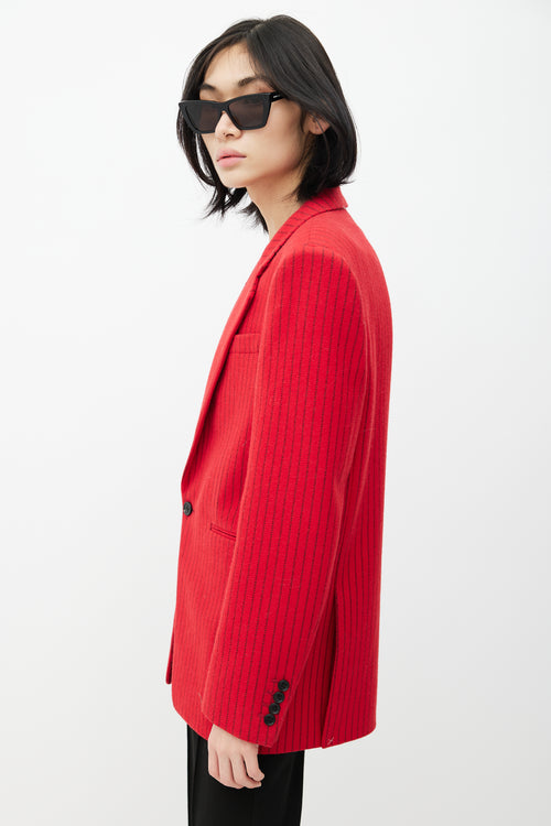 Saint Laurent Red 
Black Wool Striped Blazer