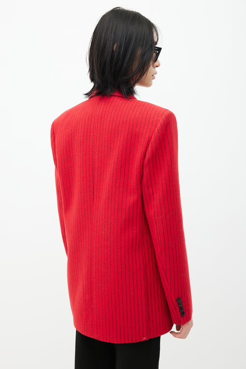 Saint Laurent Red 
Black Wool Striped Blazer