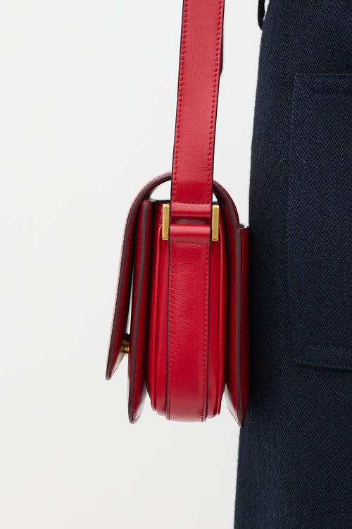 Saint Laurent Red Leather Le 61 Small Saddle Bag