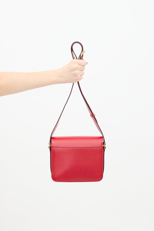 Saint Laurent Red Leather Le 61 Small Saddle Bag