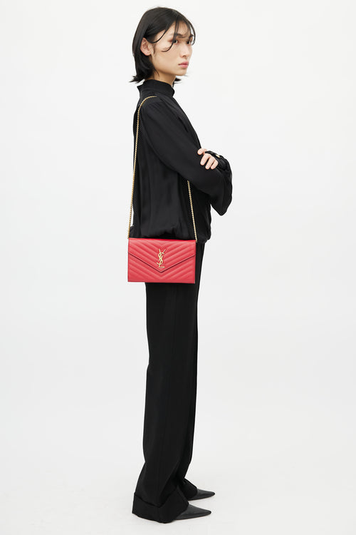 Saint Laurent Red Quilted Cassandre Crossbody Bag