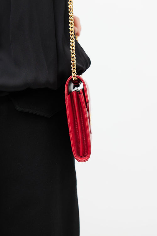 Saint Laurent Red Quilted Cassandre Crossbody Bag