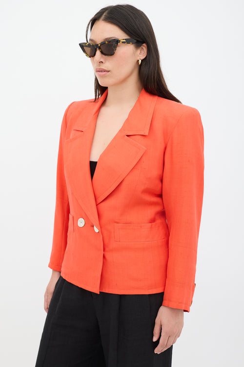 Saint Laurent Red Silk Wide Lapel Blazer