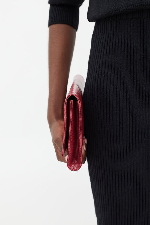 Saint Laurent Red Textured Belle De Jour Clutch