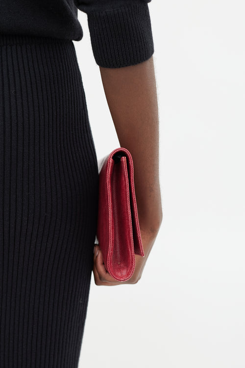 Saint Laurent Red Textured Belle De Jour Clutch