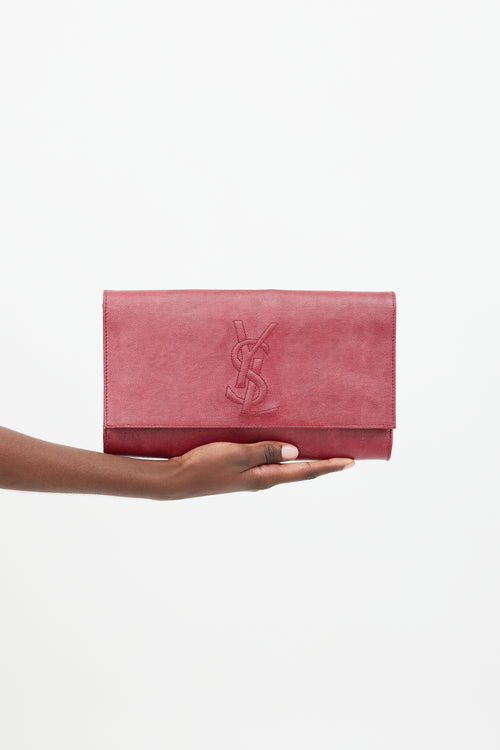 Saint Laurent Red Textured Belle De Jour Clutch