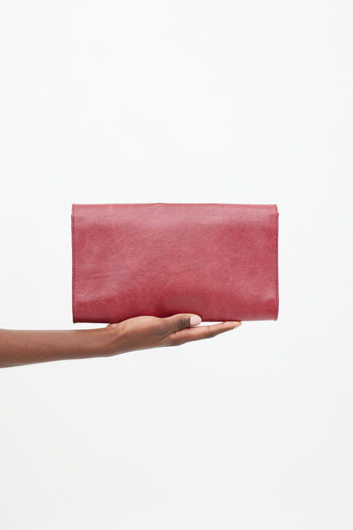 Saint Laurent Red Textured Belle De Jour Clutch