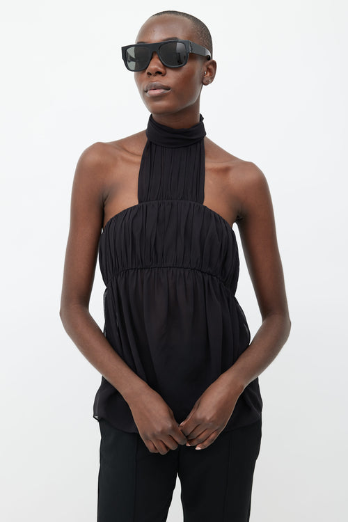 Saint Laurent SS 2011 Black Silk Halter Top