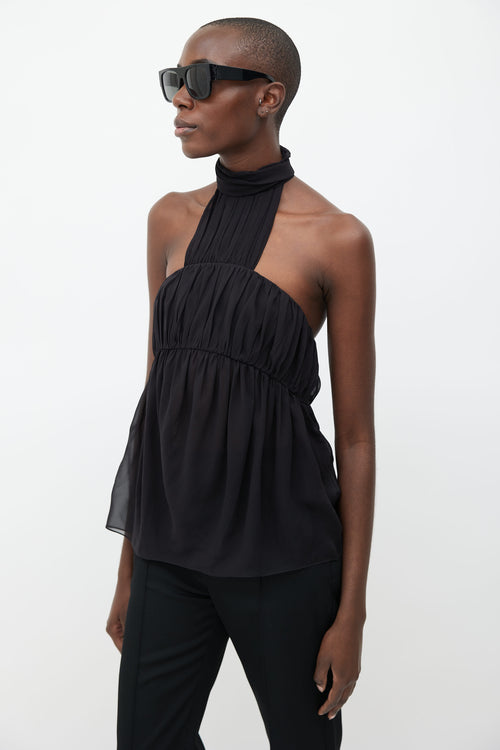 Saint Laurent SS 2011 Black Silk Halter Top