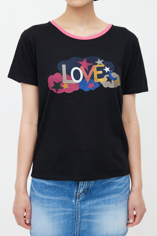 Saint Laurent SS 2017 Black Love Ringer T-Shirt