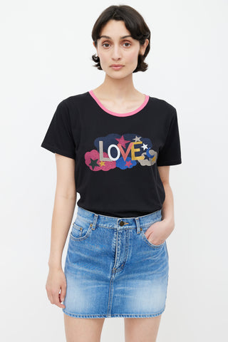 Saint Laurent SS 2017 Black Love Ringer T-Shirt