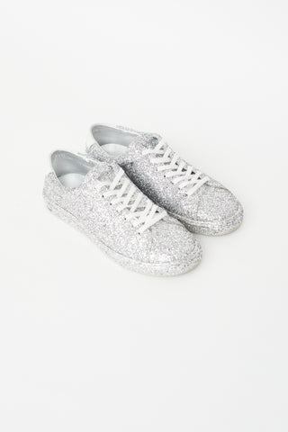 Saint Laurent Silver Andy Glitter Sneaker