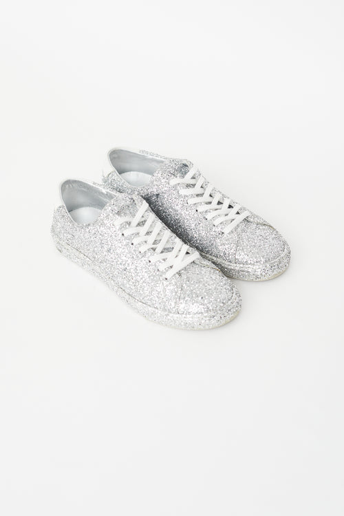 Saint Laurent Silver Andy Glitter Sneaker