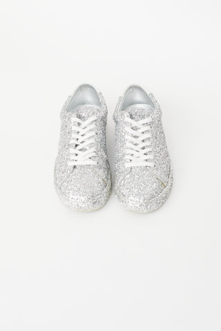 Saint Laurent Silver Andy Glitter Sneaker