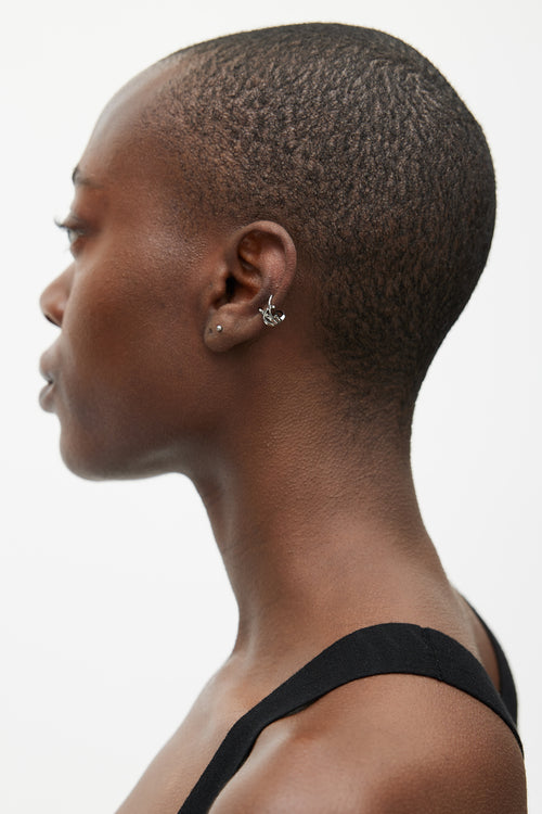 Saint Laurent Silver Cassandre Logo Ear Cuff