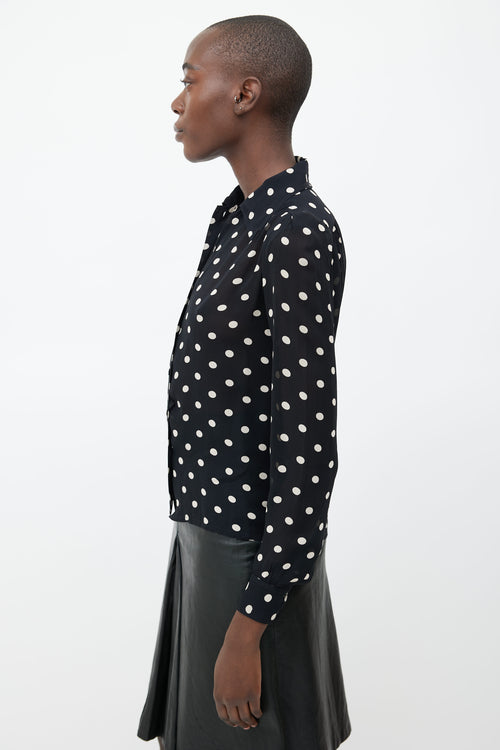 Saint Laurent Vintage Black 
Cream Dots Blouse