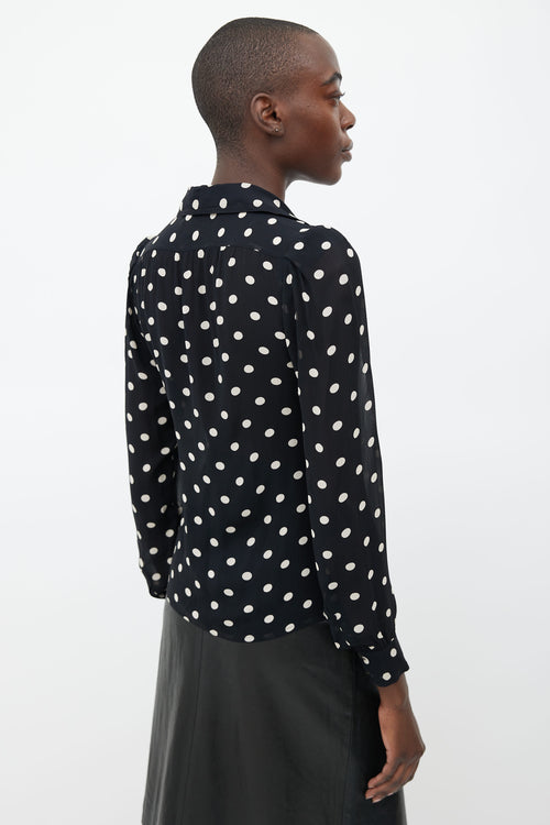 Saint Laurent Vintage Black 
Cream Dots Blouse