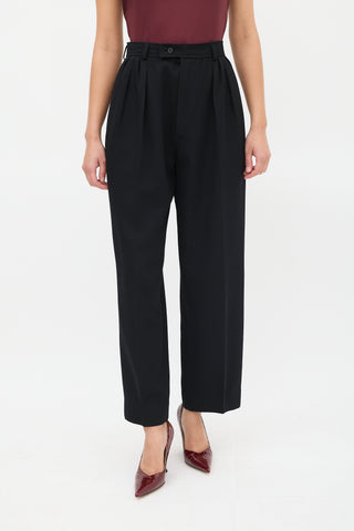 Saint Laurent Vintage Black Tucked High Waist Trouser