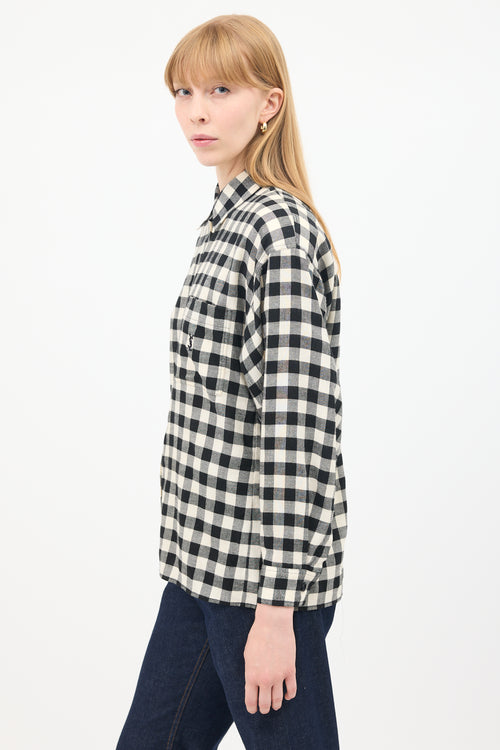 Saint Laurent Vintage Black 
White Check One Pocket Shirt