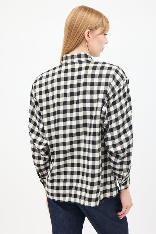 Saint Laurent Vintage Black 
White Check One Pocket Shirt