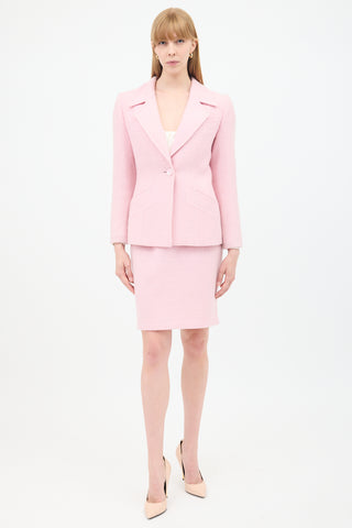 Saint Laurent Vintage Pink Wool Skirt Suit