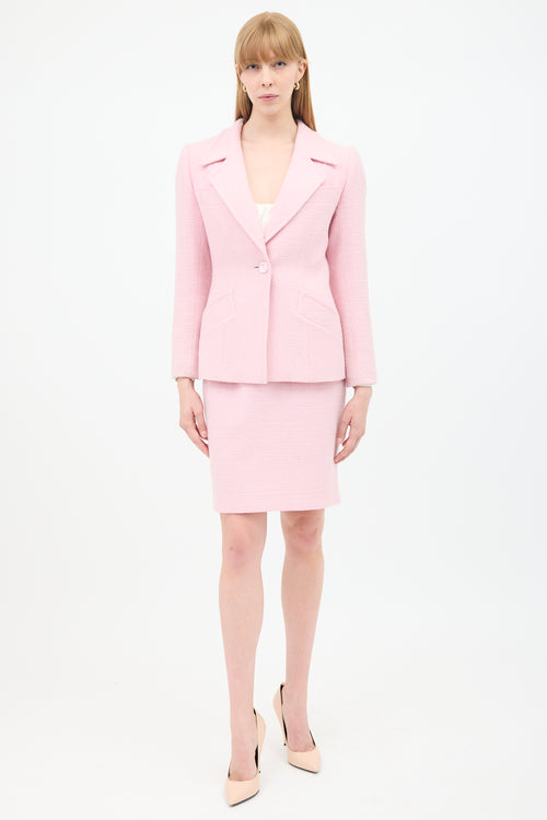 Saint Laurent Vintage Pink Wool Skirt Suit