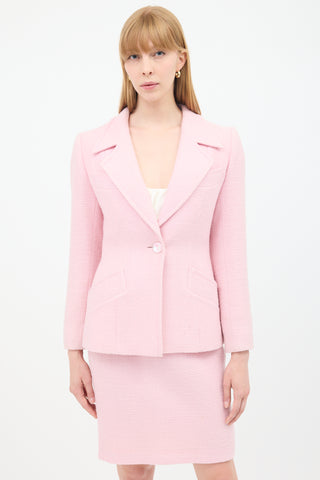 Saint Laurent Vintage Pink Wool Skirt Suit