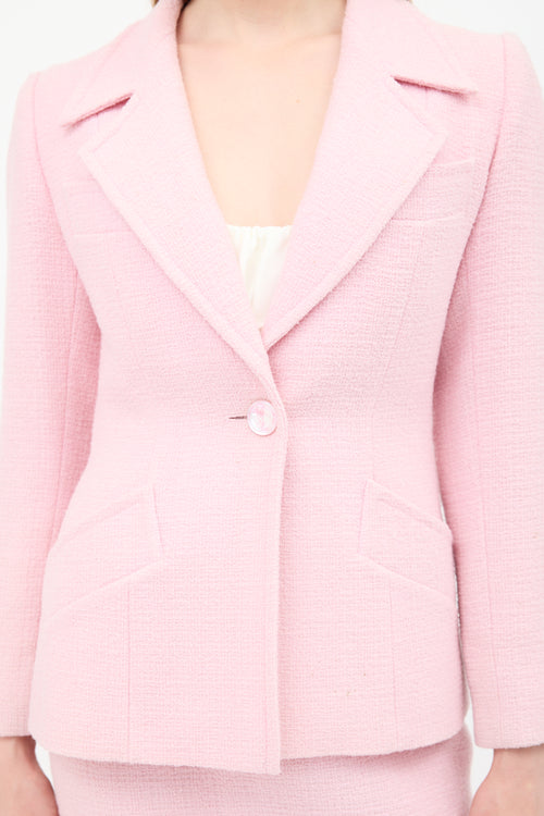 Saint Laurent Vintage Pink Wool Skirt Suit