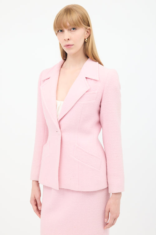 Saint Laurent Vintage Pink Wool Skirt Suit