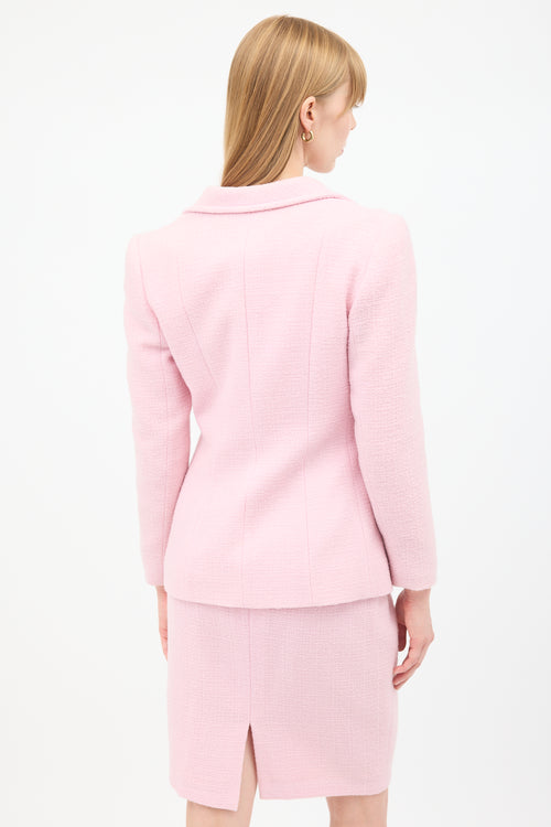 Saint Laurent Vintage Pink Wool Skirt Suit