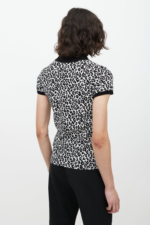 Saint Laurent White 
Black Patterned Polo