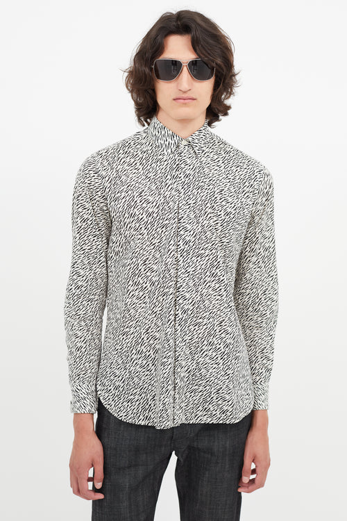 Saint Laurent White 
Black Print Shirt