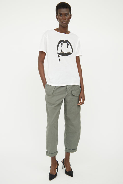 Saint Laurent White Fang Logo T-shirt