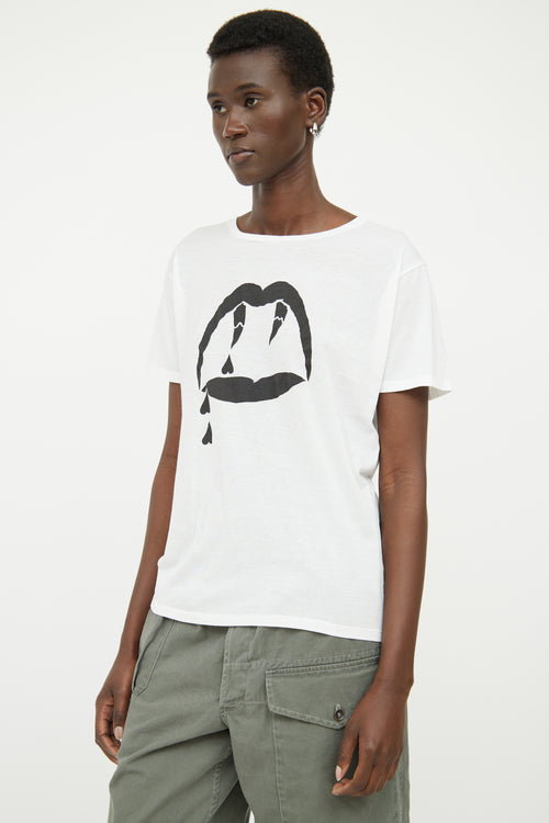 Saint Laurent White Fang Logo T-shirt