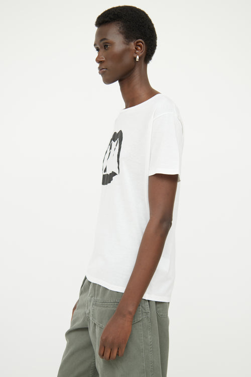 Saint Laurent White Fang Logo T-shirt