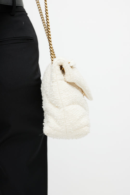 Saint Laurent 2020 Cream Loulou Toy Puffer Boucle Shoulder Bag