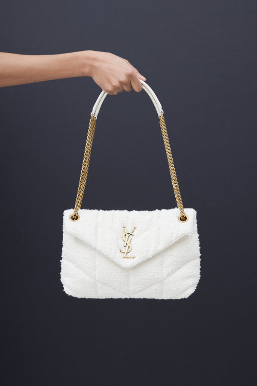 Saint Laurent 2020 Cream Loulou Toy Puffer Boucle Shoulder Bag