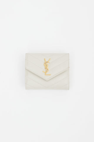 Beige 
Gold Cassandre Leather Wallet