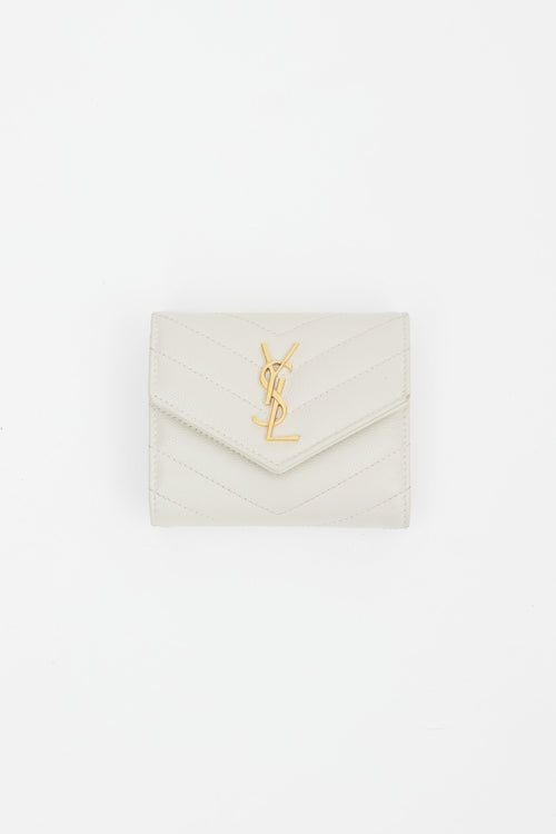 Beige 
Gold Cassandre Leather Wallet