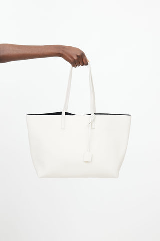 Saint Laurent White Leather Shopping Tote