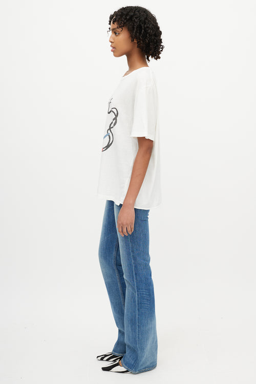 Saint Laurent White Logo No Smoking T-Shirt