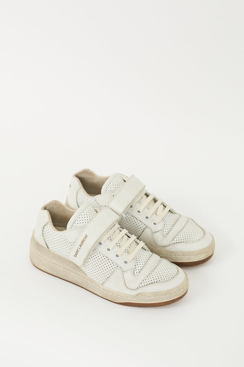 Saint Laurent White SL24 Perforated Low Sneaker