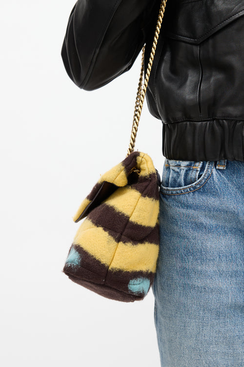 Saint Laurent Yellow 
Brown Wool Loulou Puffer Small Bag