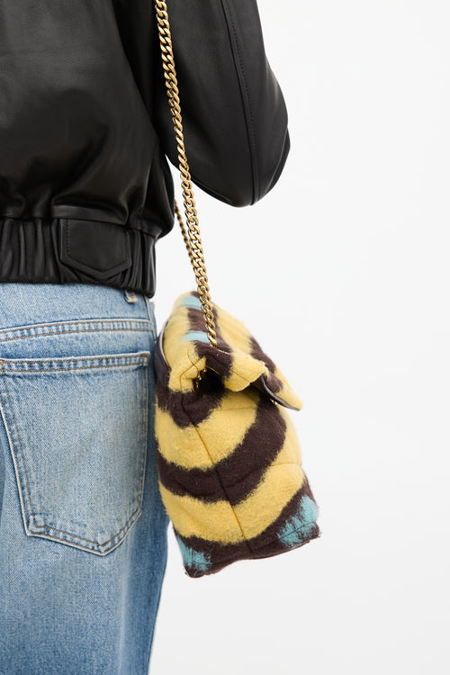 Saint Laurent Yellow 
Brown Wool Loulou Puffer Small Bag