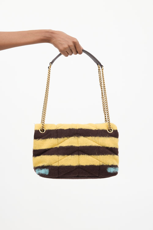 Saint Laurent Yellow 
Brown Wool Loulou Puffer Small Bag