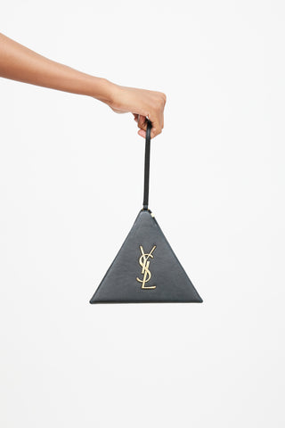 Saint Laurent 2018 Black 
Gold Pyramid Cassandre Clutch