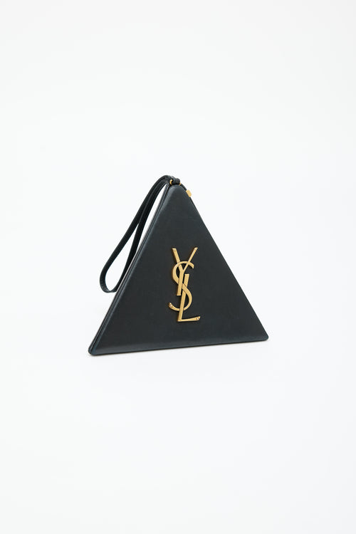 Saint Laurent 2018 Black 
Gold Pyramid Cassandre Clutch