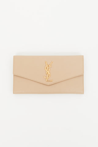 Saint Laurent Beige Leather Uptown Long Wallet